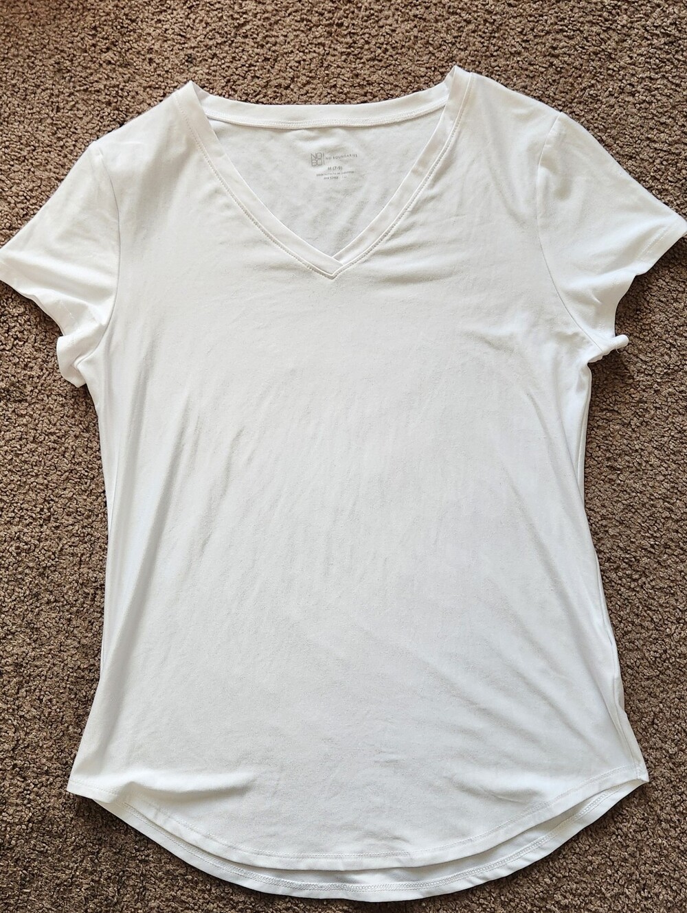 No Boundaries White V-Neck Short Sleeve T-Shirt Basic Top Medium 7-9